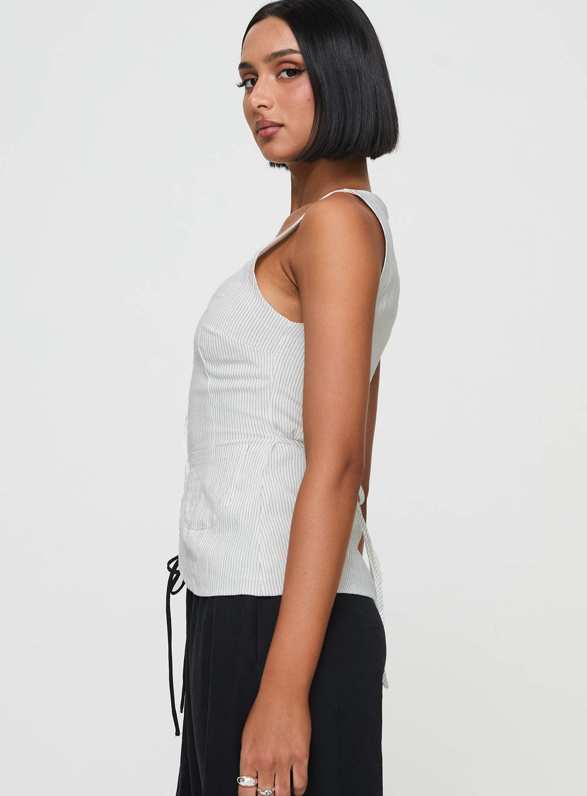 Spirito Vest Top White Thin Stripe