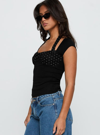 Emberglow Top Black / Polka