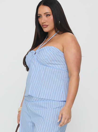 Sofea Halter Top Blue Stripe Curve
