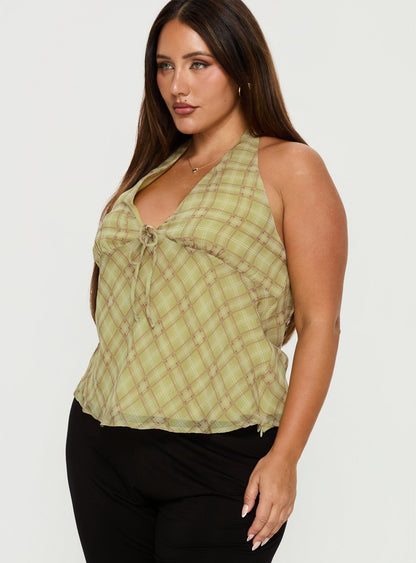 Amalthea Top Green Check Curve