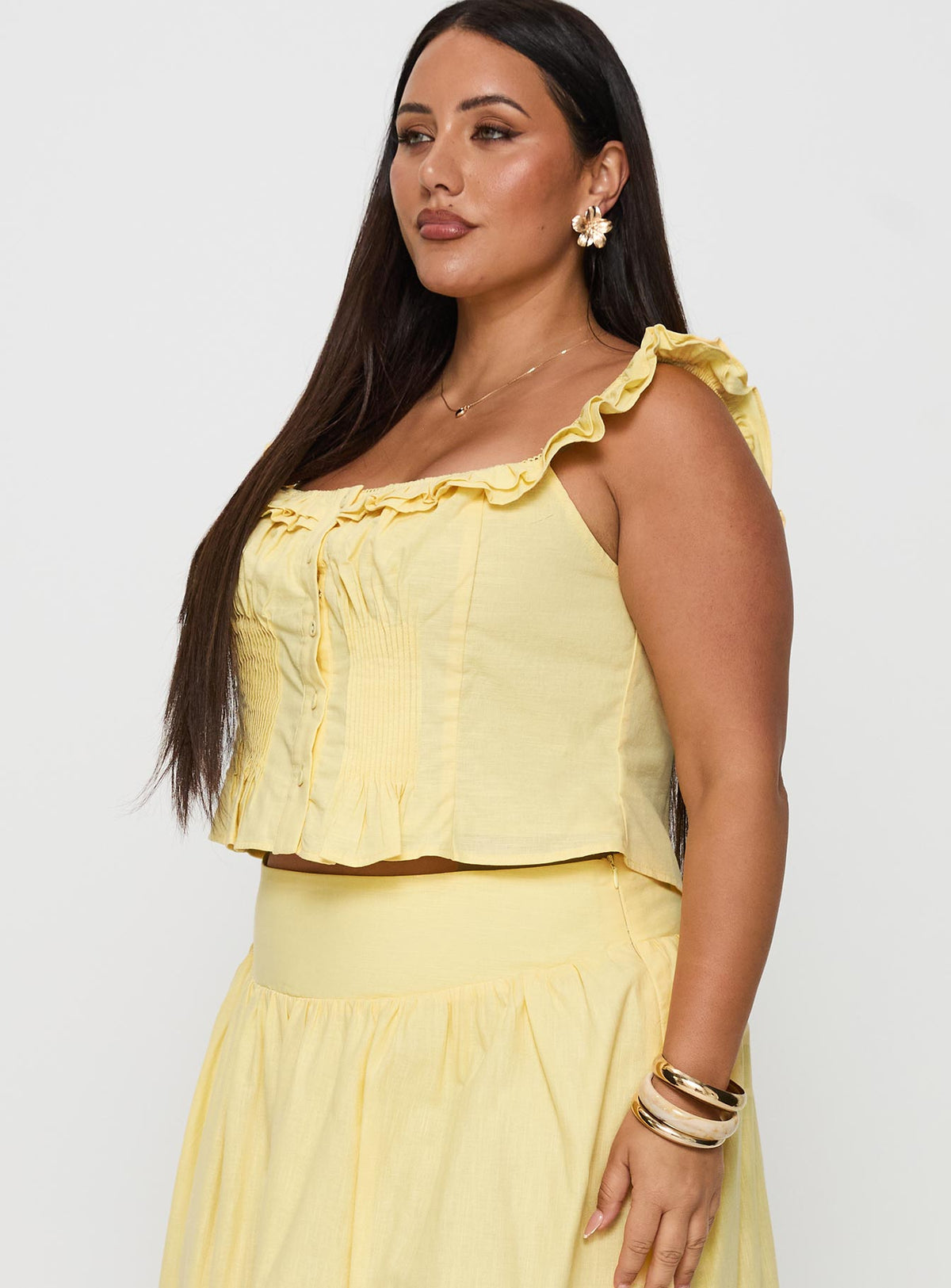 Isadoria Frill Top Yellow Curve