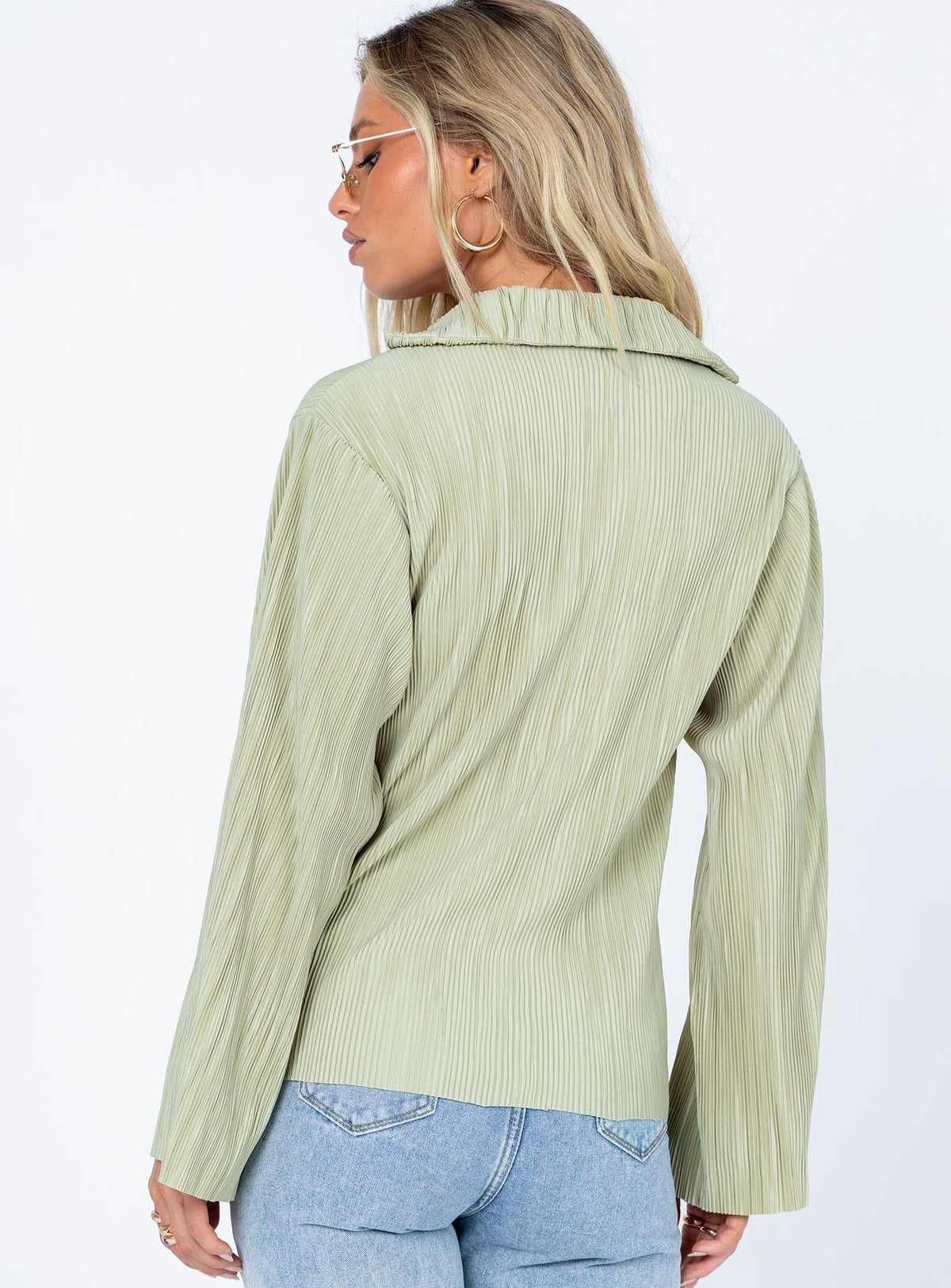 Louie Pleated Shirt Sage