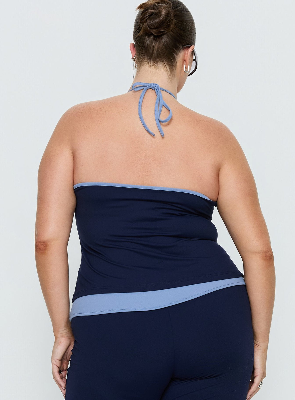 Kobee Jersey Halter Top Navy / Light Blue Curve