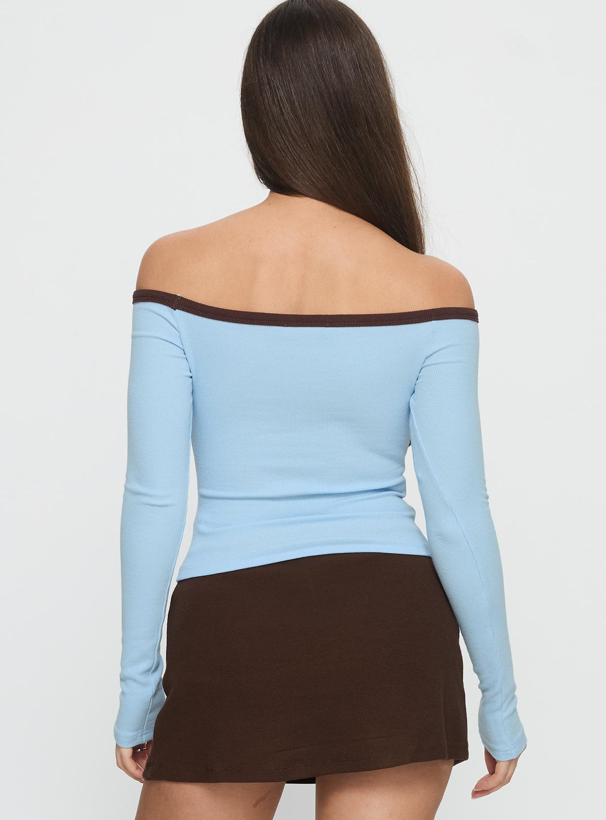 Baseline Off Shoulder Top Blue / Brown