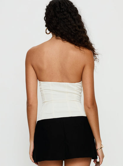 Odella Strapless Corset Top Cream