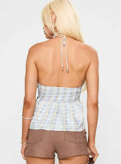 Gadot Halter Top Blue Check
