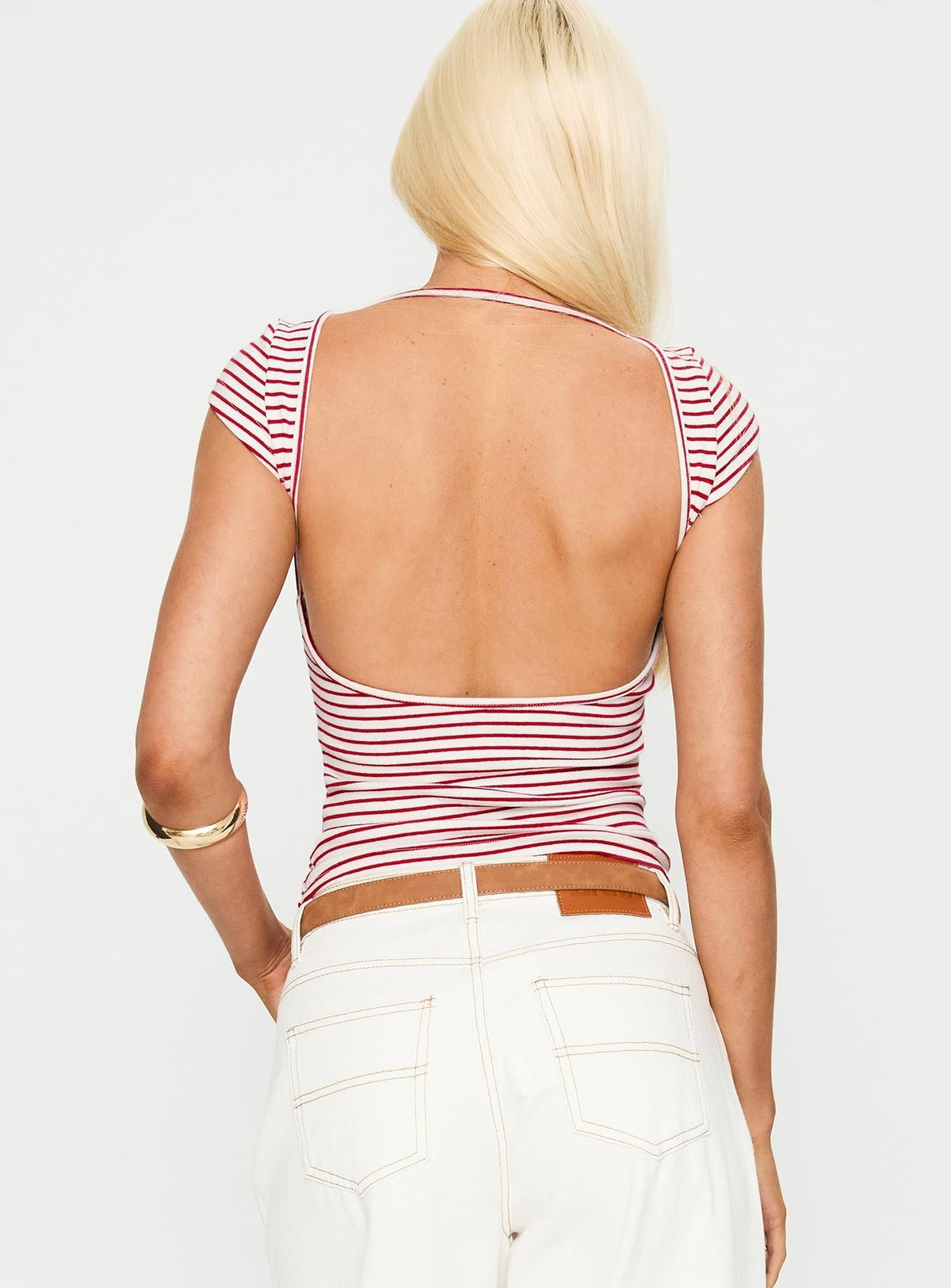 Drives Me Crazy Backless Top Red Stripe
