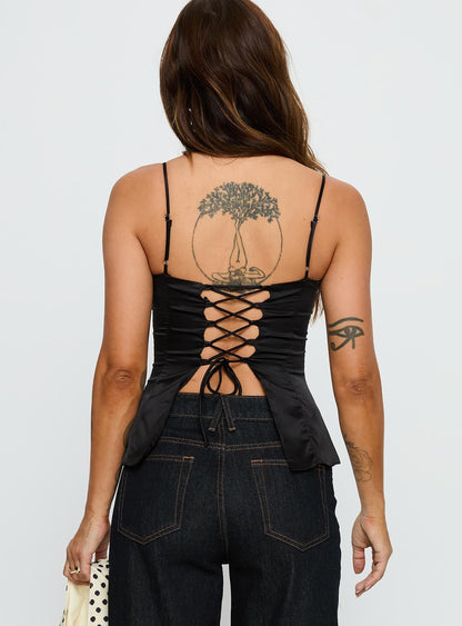 Hildy Tie Back Top Black
