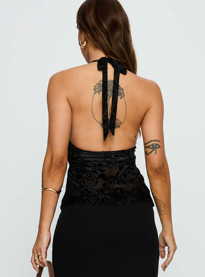 Eccentric Halter Top Black