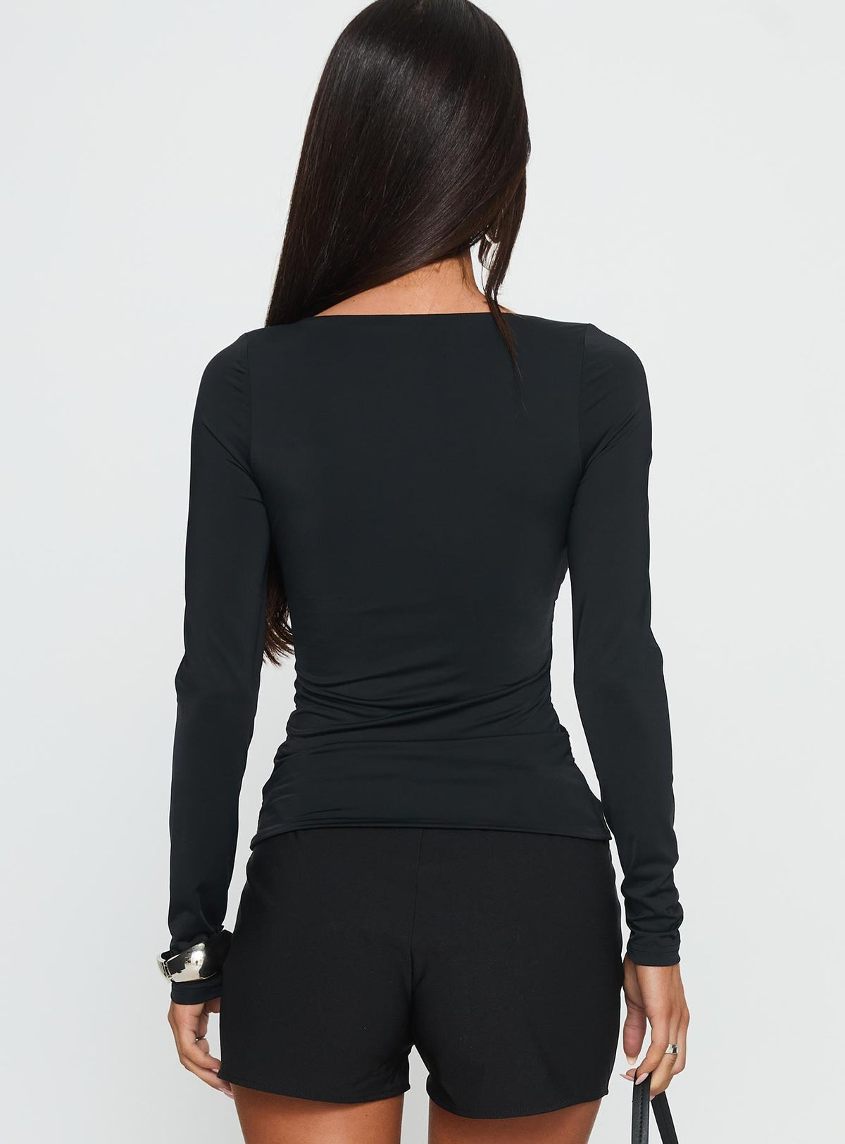 West Wing Long Sleeve Twist Bust Top Black