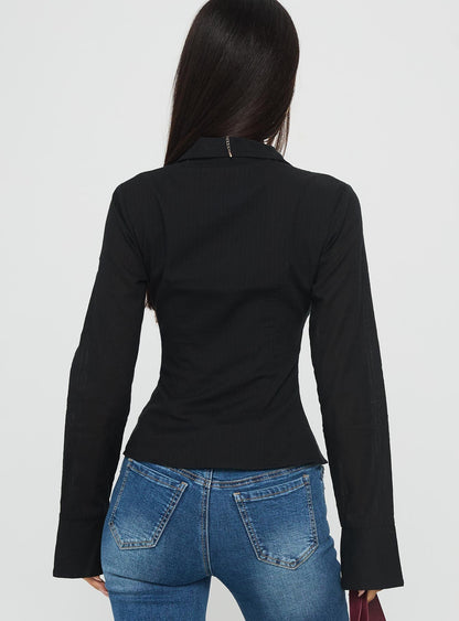 Elowenn Long Sleeve Top Black