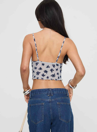 Norde Top Floral Cluster Pale Grey