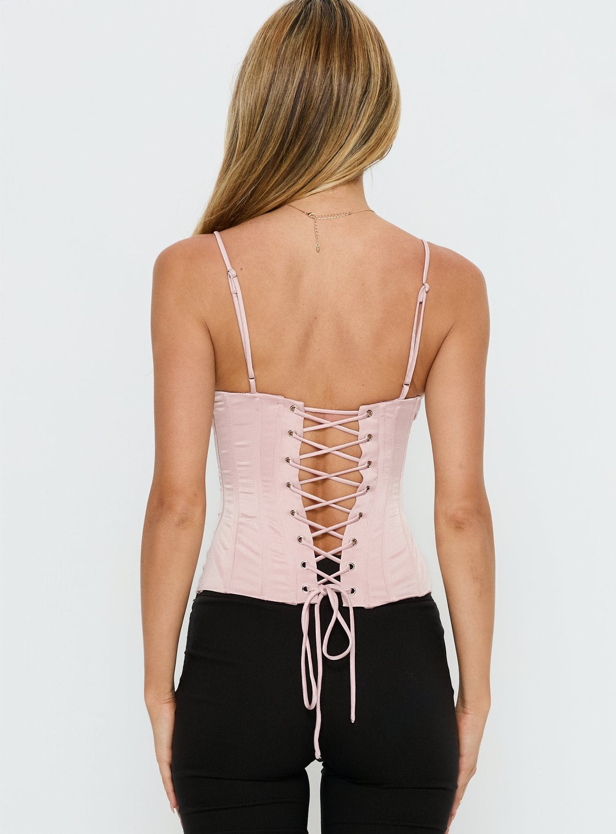 Devonna Corset Beaded Top Pink