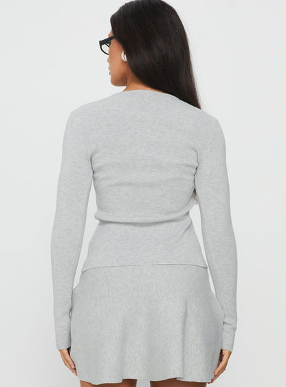 Juni Long Sleeve Knit Top Grey Marle