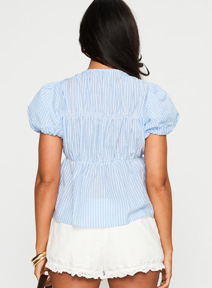 Such A Sweetie Babydoll Top Blue / White Stripe