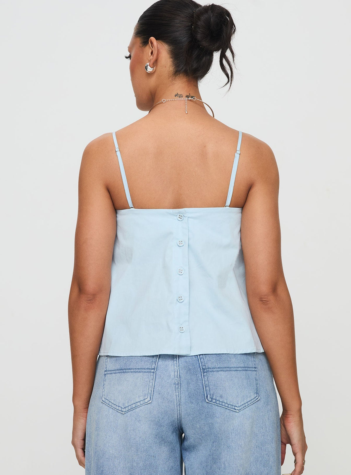 Trapeze Strapless Top Blue