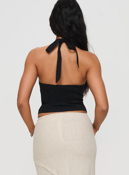 Vayda Halter Top Black