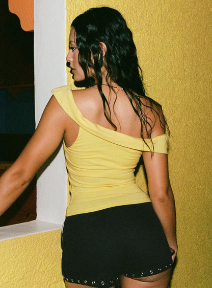 Out Of Office Off Shoulder Top Yellow