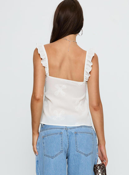 Madaleine Embroidered Top White