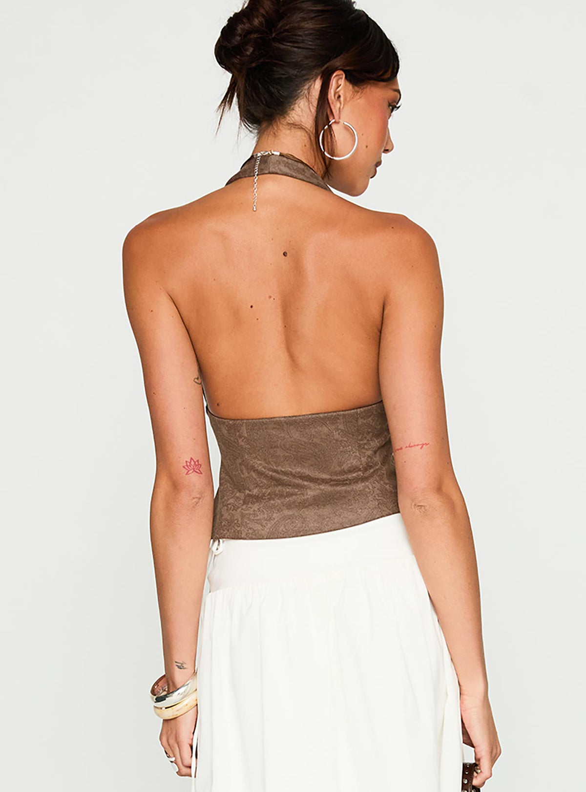 Down The Line Halter Top Brown