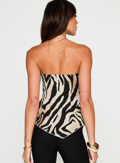 I Wonder Strapless Cut Out Top Tiger