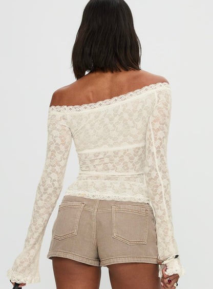Mochapella Off The Shoulder Top White