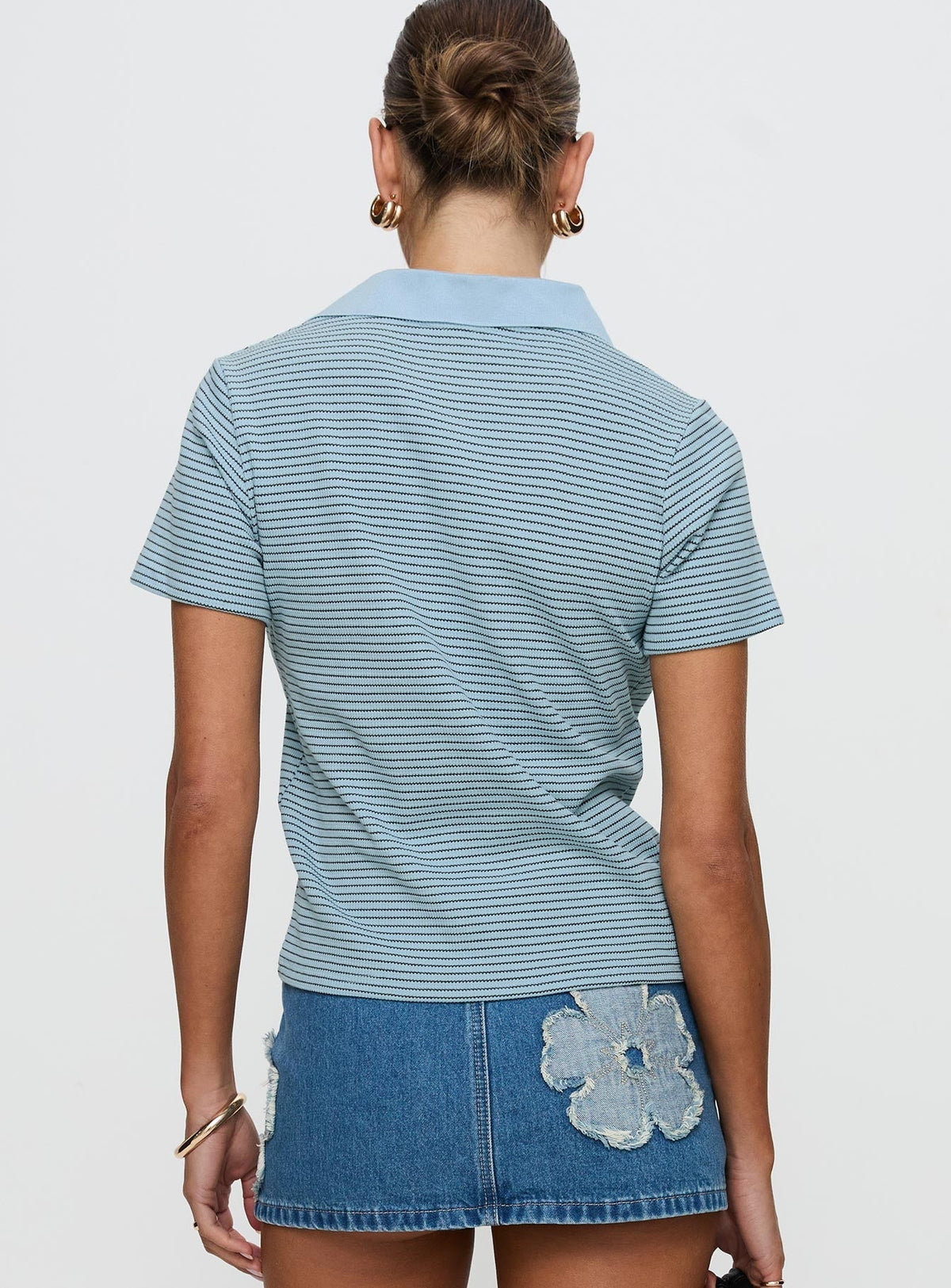 Ralphy Collared Top Blue Stripe