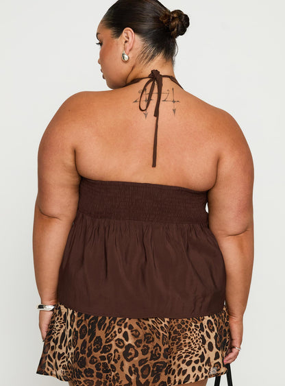 Gadot Halter Top Brown Curve