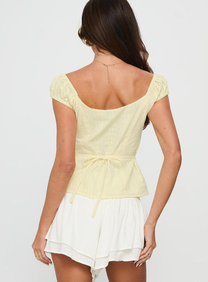 Gysella Off Shoulder Woven Top Yellow
