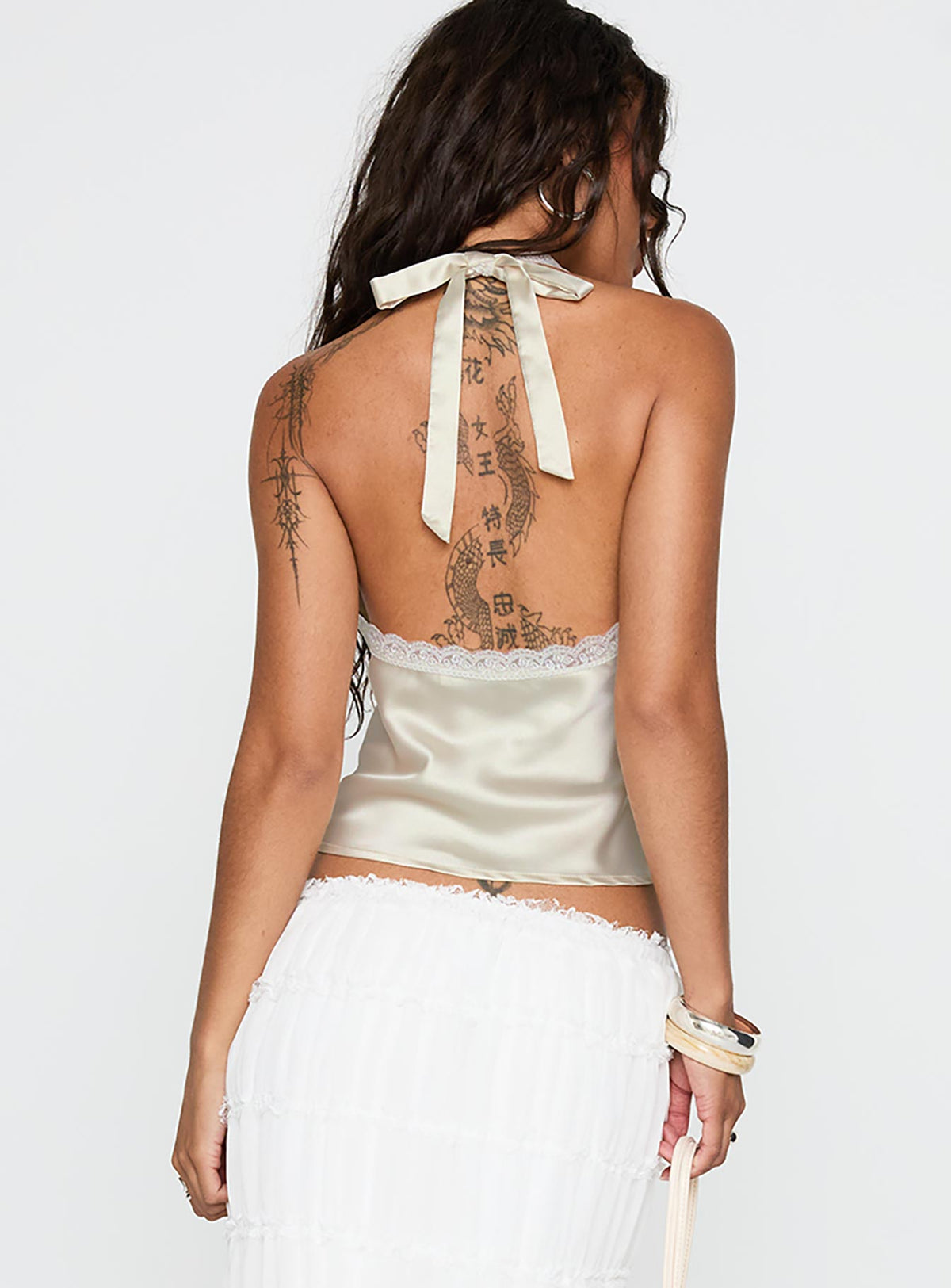 Unlocked Lace Trim Top Beige