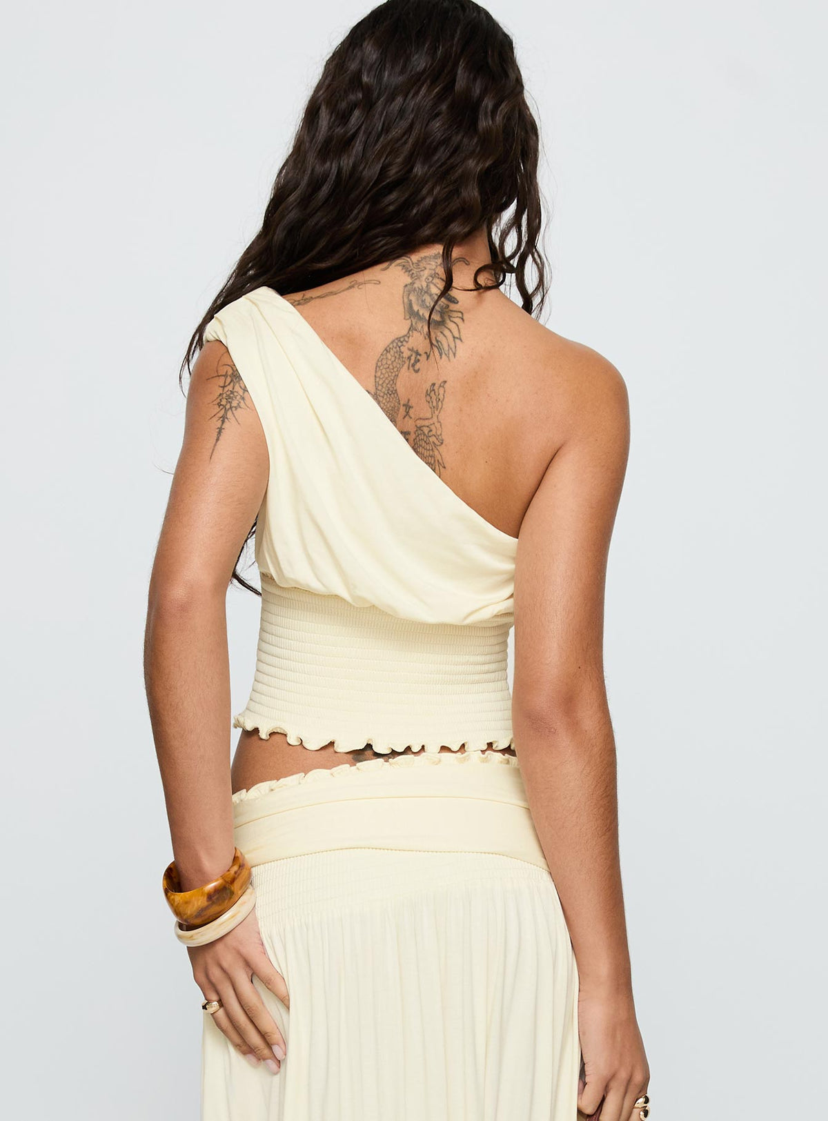 Full Orbit One Shoulder Top Cream