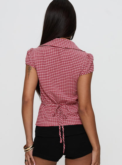 Arianwyn Short Sleeve Shirt Red Check