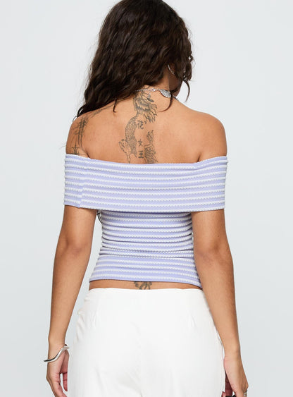 Ausha Off Shoulder Top Lilac Stripe