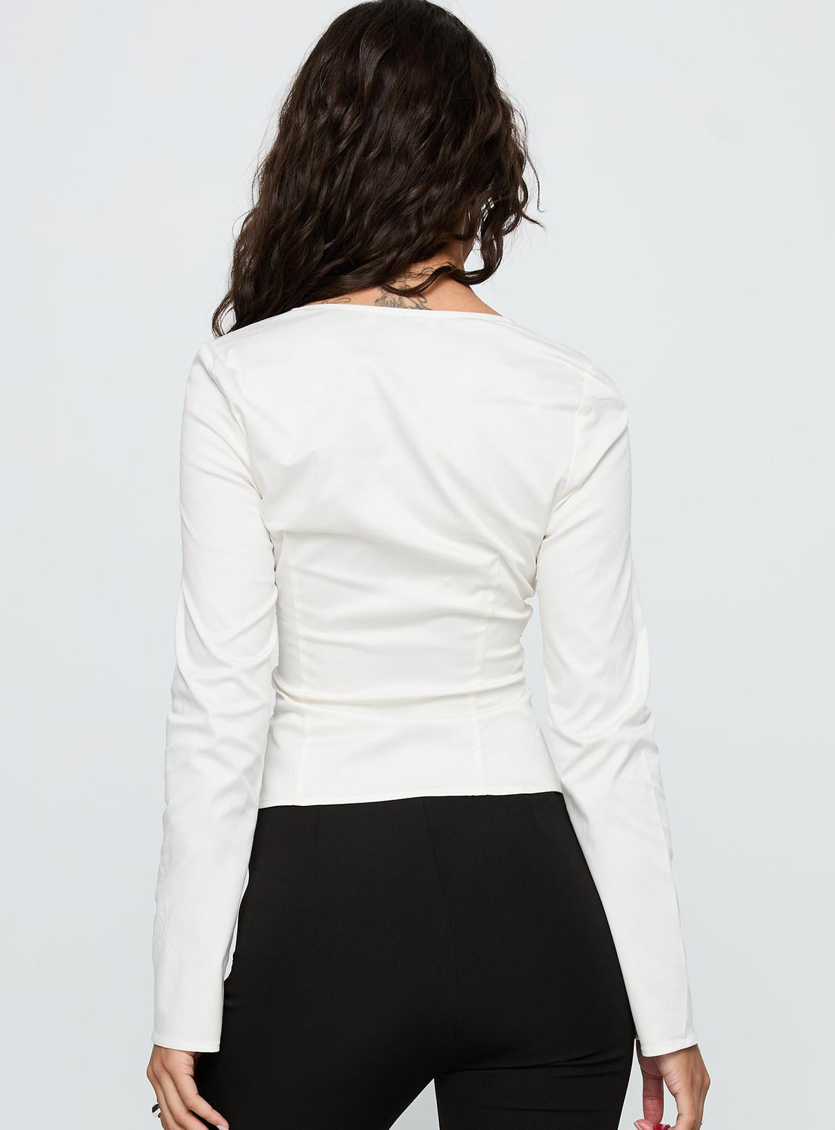 Indulgence Long Sleeve Corset Top White