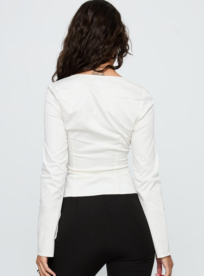 Indulgence Long Sleeve Corset Top White