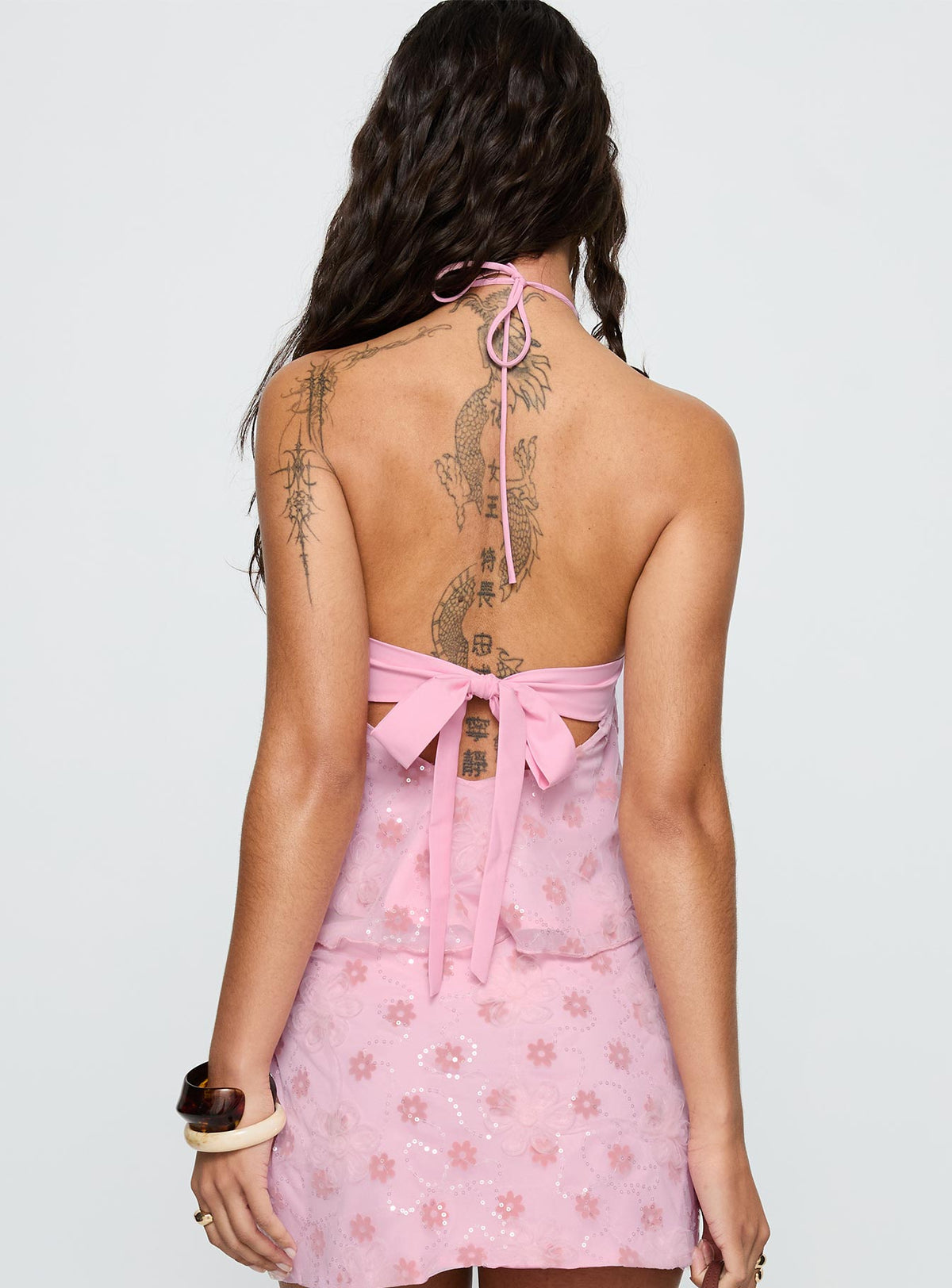 Remembering Tie Back Top Pink