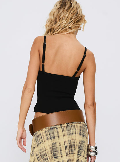 Juni Knit Cami Top Black
