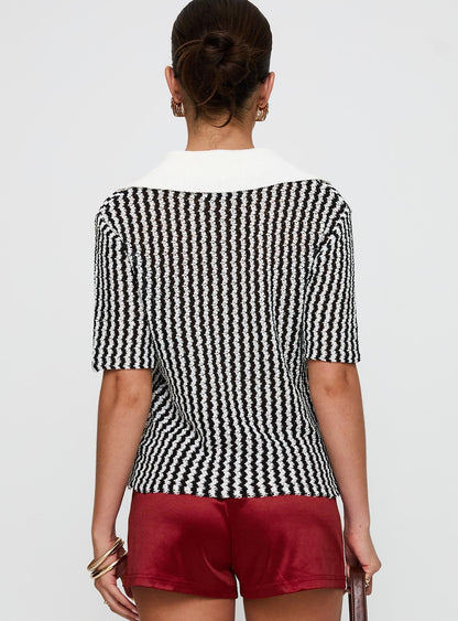 Tristar Collared Top Black