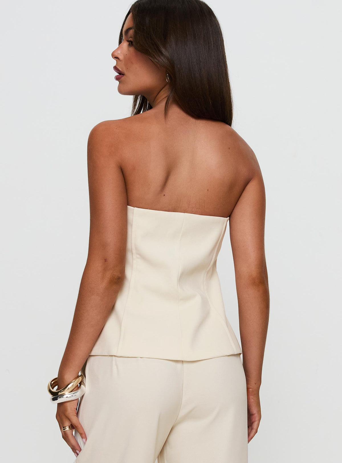 Lavish Living Strapless Top Cream Petite