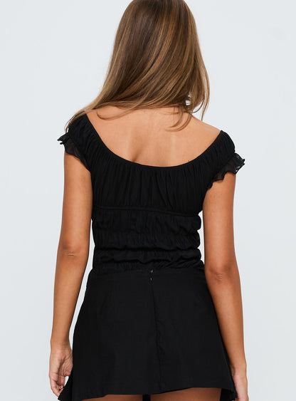 Ahead Of Myself Off Shoulder Bodysuit Black