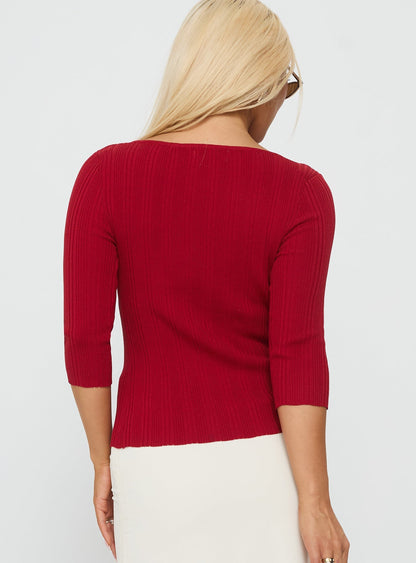 Need My Love 3/4 Sleeve Top Red