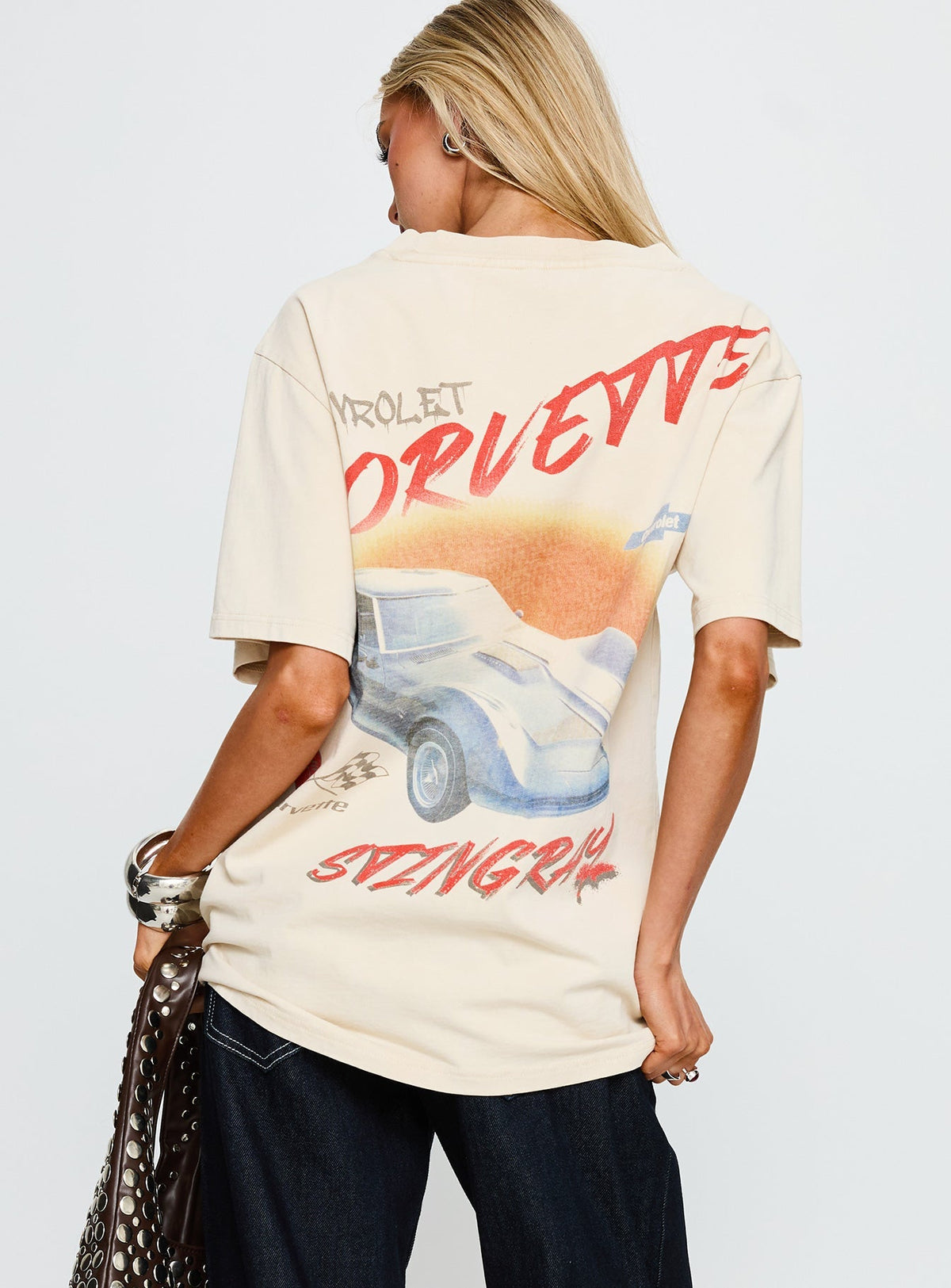 Corvette Classics Oversized Graphic Top Beige
