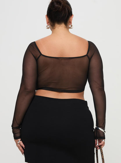Maranta Long Sleeve Top Black Curve