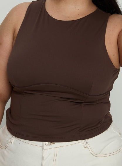 Georgetta Bust Detail Cami Top Brown Curve