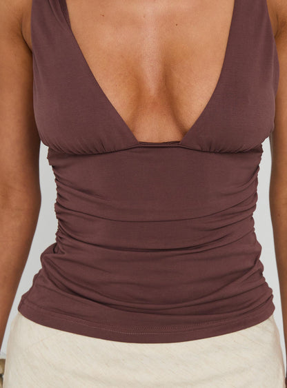 Sublime Ruched Top Brown