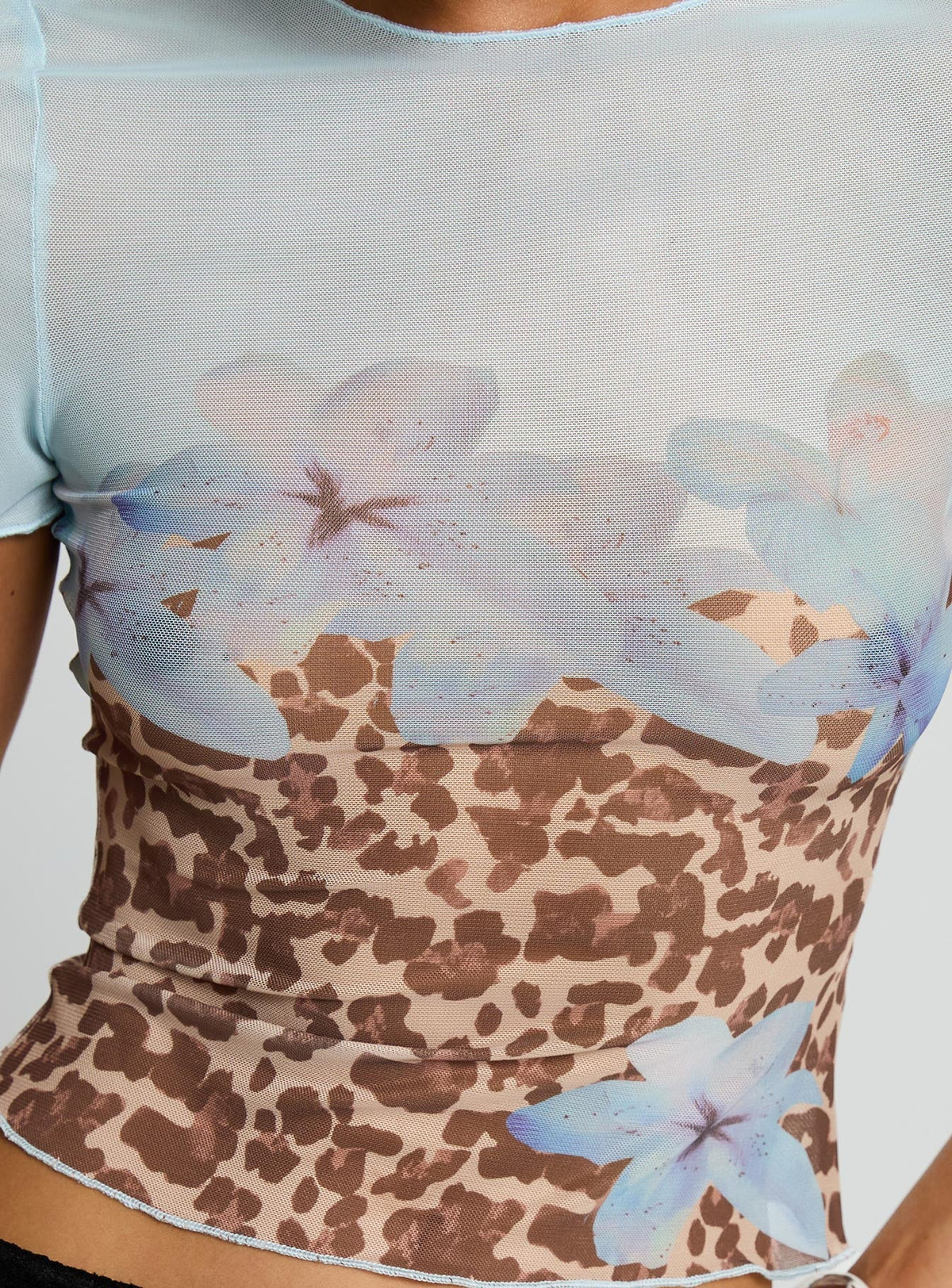 Pop Quiz Mesh Top Blue / Leopard