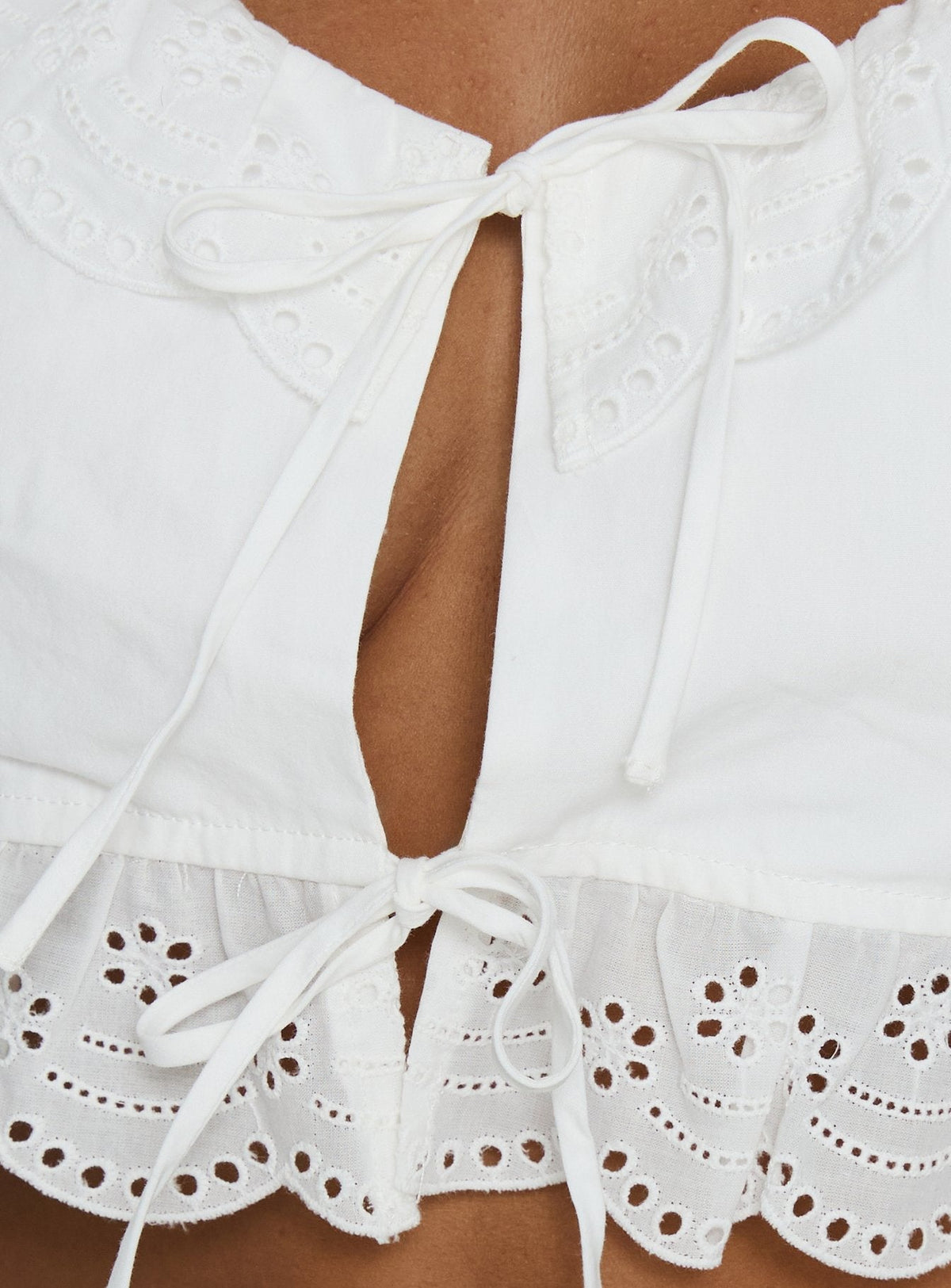 Alexy Tie Detail Short Sleeve Micro Crop Top White