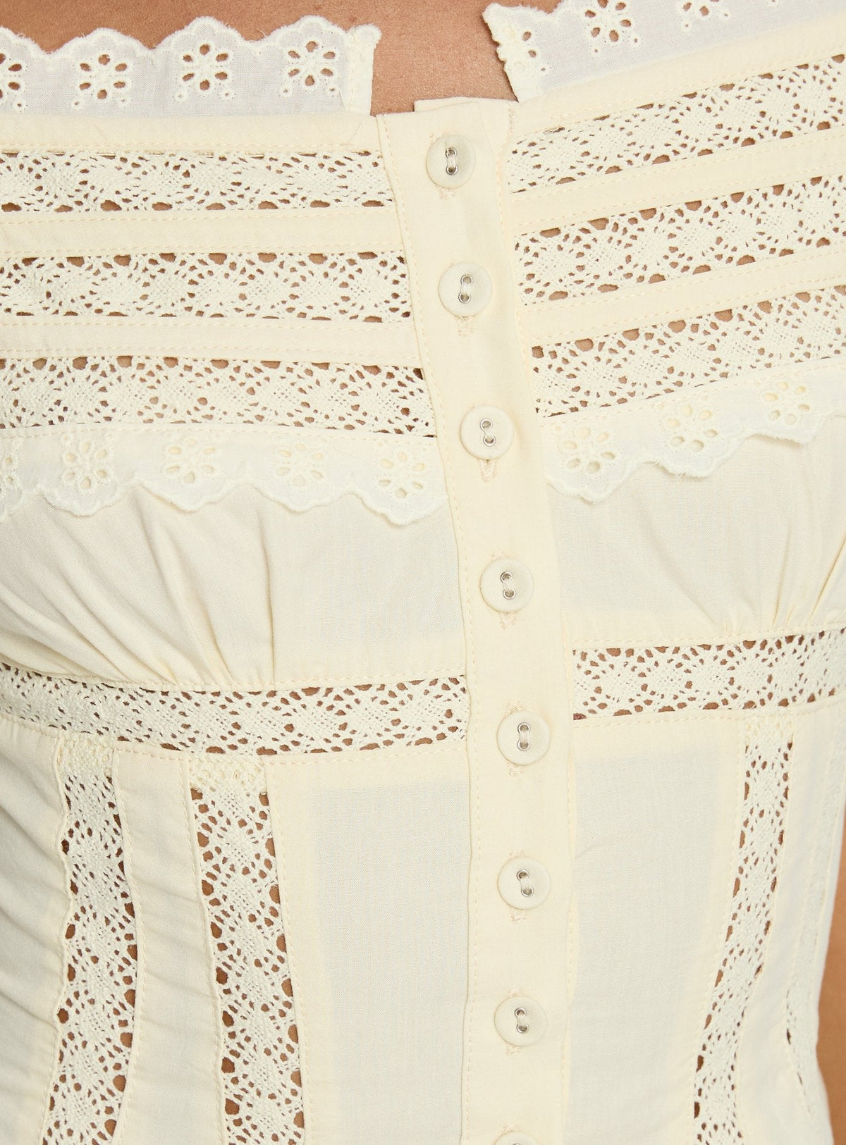Stately Off Shoulder Lace Trim Top Lemon
