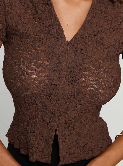 Best Shot Collared Top Brown