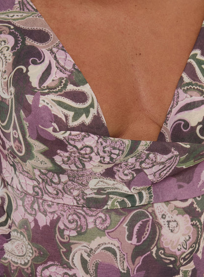 Eboni Multi Wear Cowl Neck Top Purple Multi